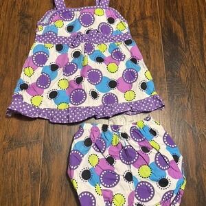 Mon Petit Girls 2Pc Dress Bloomers Set Size 24 Months Polka Dot Colorful Outfit